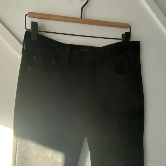Mother High Waisted Looker in Tricks Of The Trade Black Faux Suede - 28